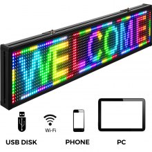 VEVOR Letrero de Desplazamiento LED 38"x6,5" Letrero LED A Todo Color con USB