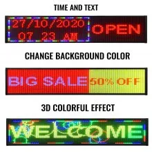 VEVOR Letrero de Desplazamiento LED 38"x6,5" Letrero LED A Todo Color con USB