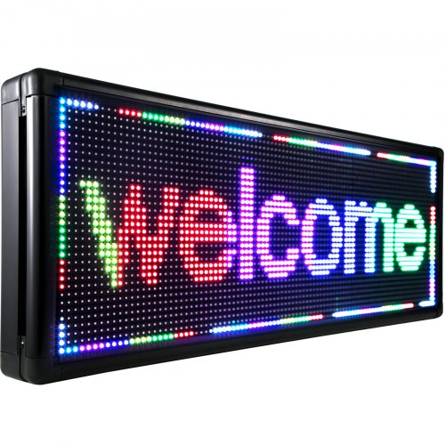 VEVOR - Cartel digital LED para interiores con alta resolución P10 LED de desplazamiento programable por PC, WiFi y USB para publicidad, Color Completo, 40x15inch
