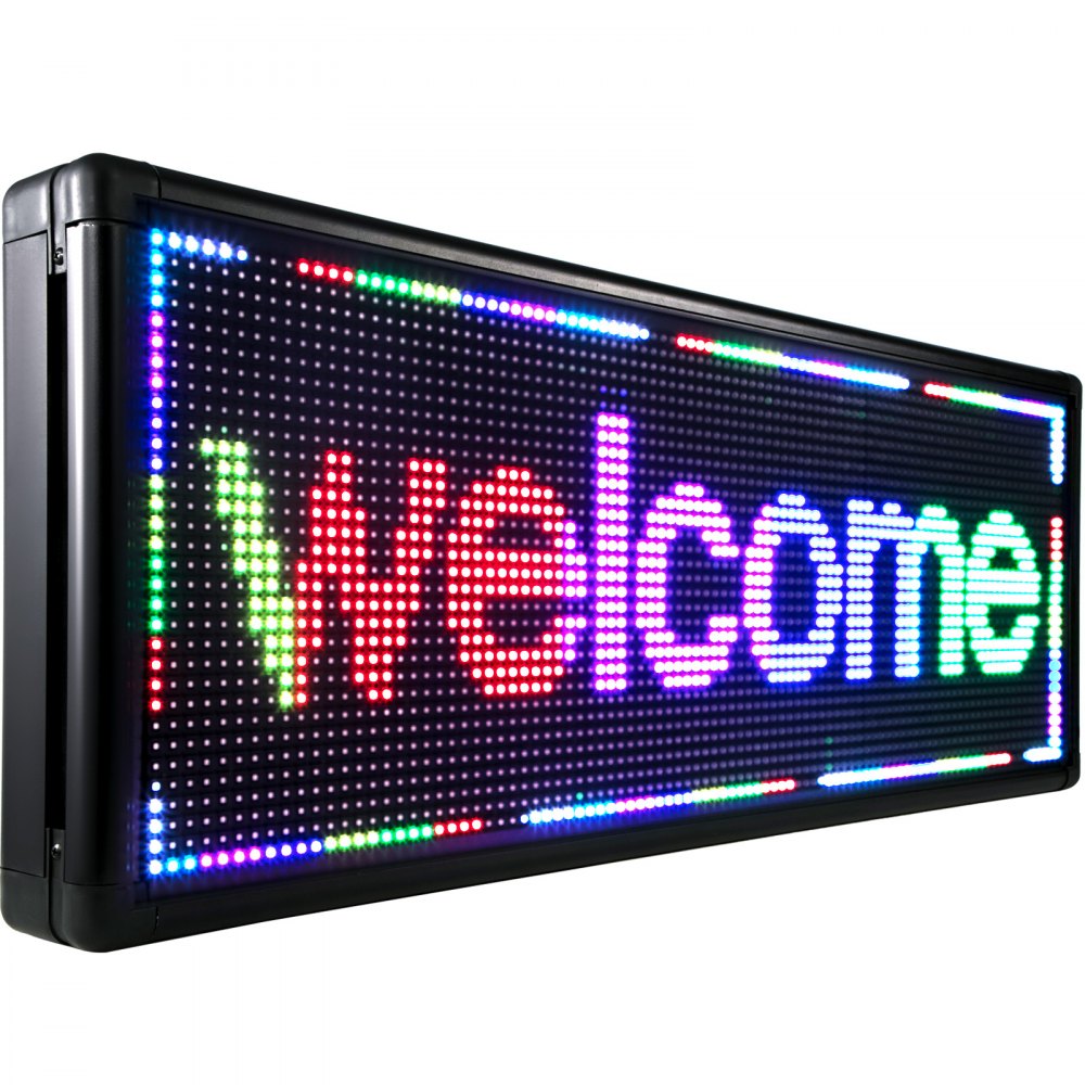 VEVOR - Cartel digital LED para interiores con alta resolución P10 LED de desplazamiento programable por PC, WiFi y USB para publicidad, Color Completo, 40x15inch