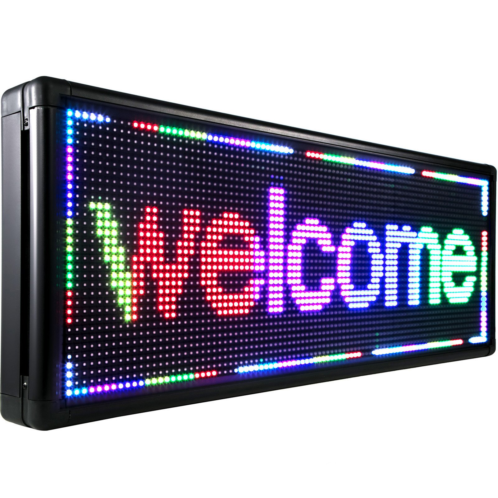 VEVOR - Cartel digital LED para interiores con alta resolución P10 LED de desplazamiento programable por PC, WiFi y USB para publicidad, Color Completo, 40x15inch