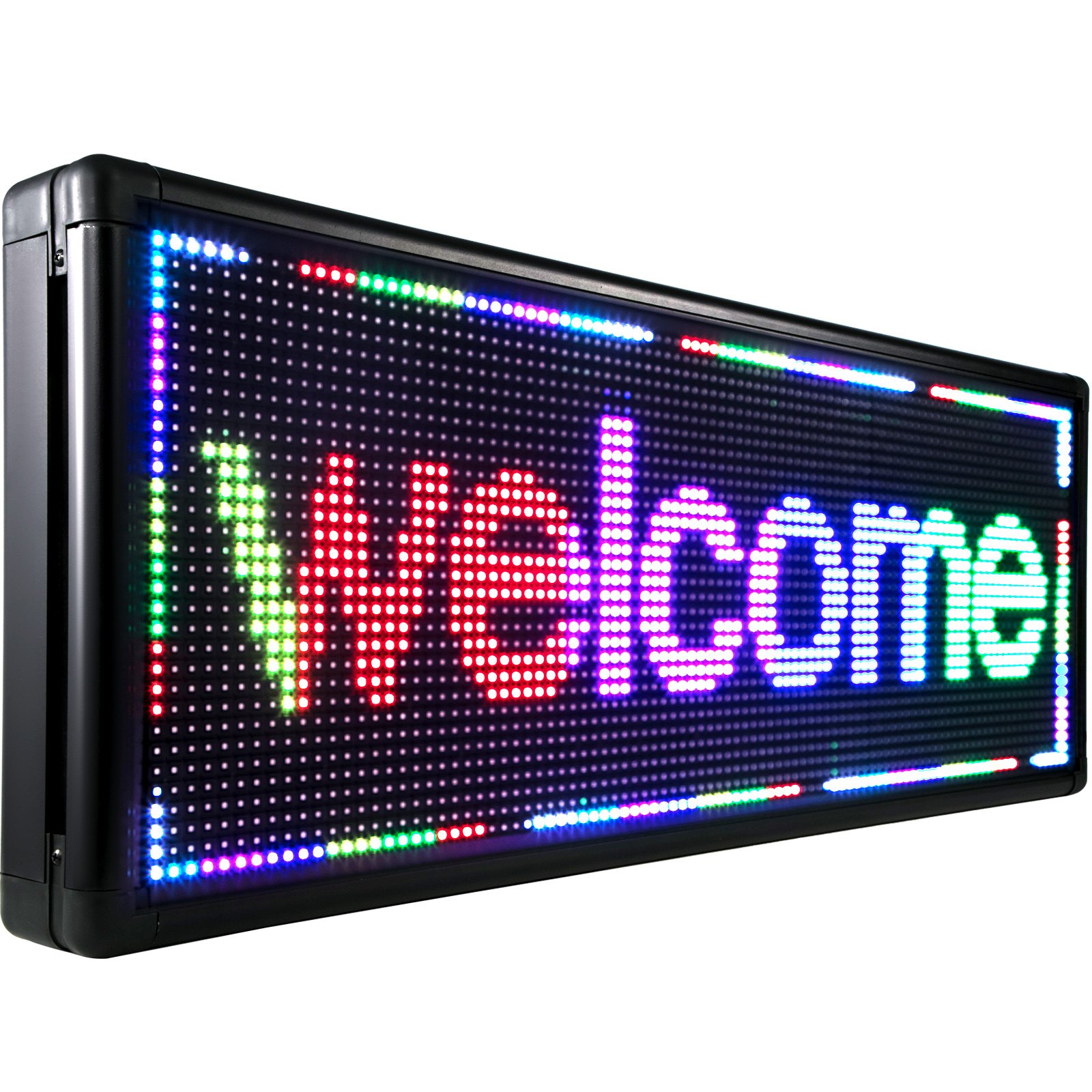 VEVOR - Cartel digital LED para interiores con alta resolución P10 LED de desplazamiento programable por PC, WiFi y USB para publicidad, Color Completo, 40x15inch