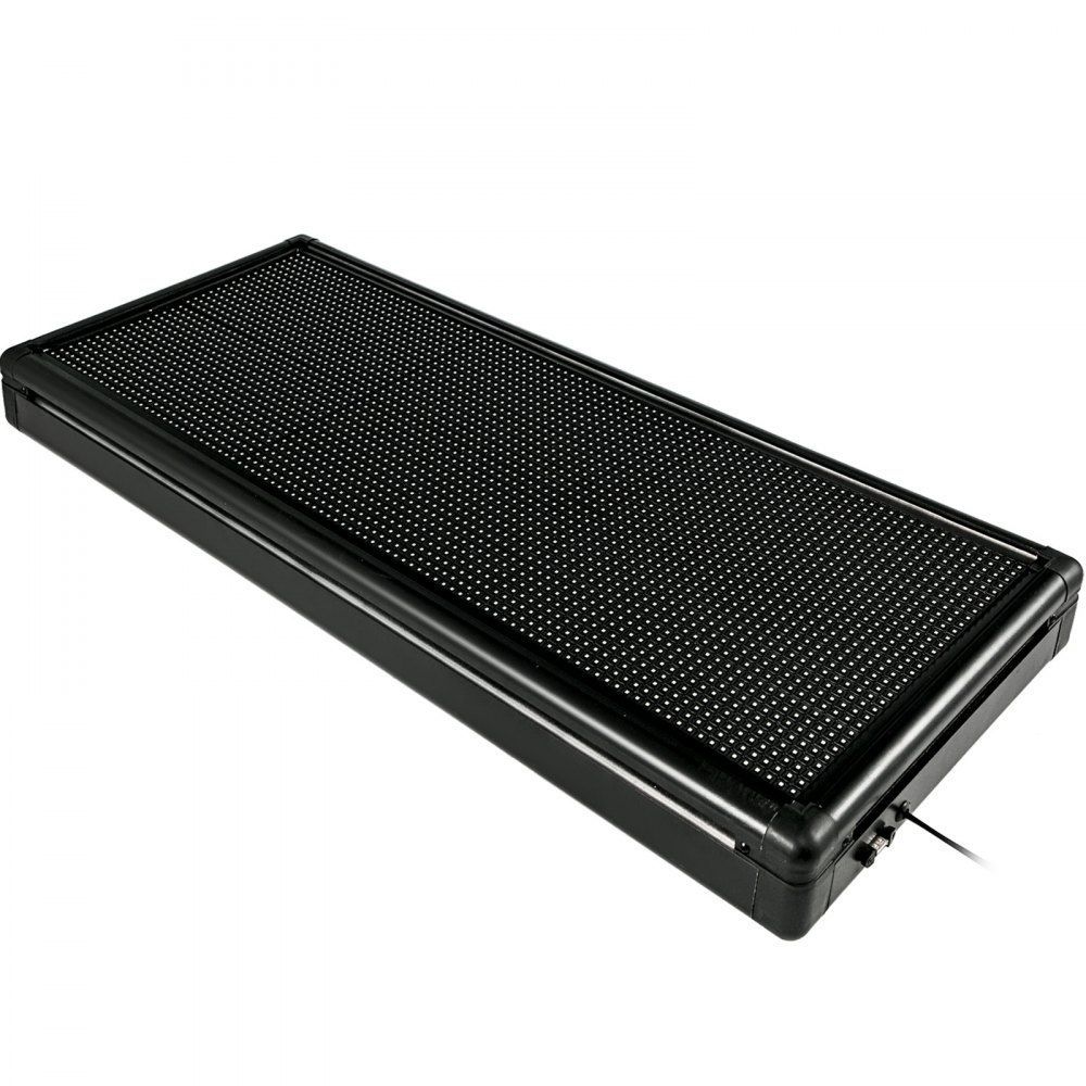 Letrero LED VEVOR rectangular con marco negro y pantalla de puntos.
