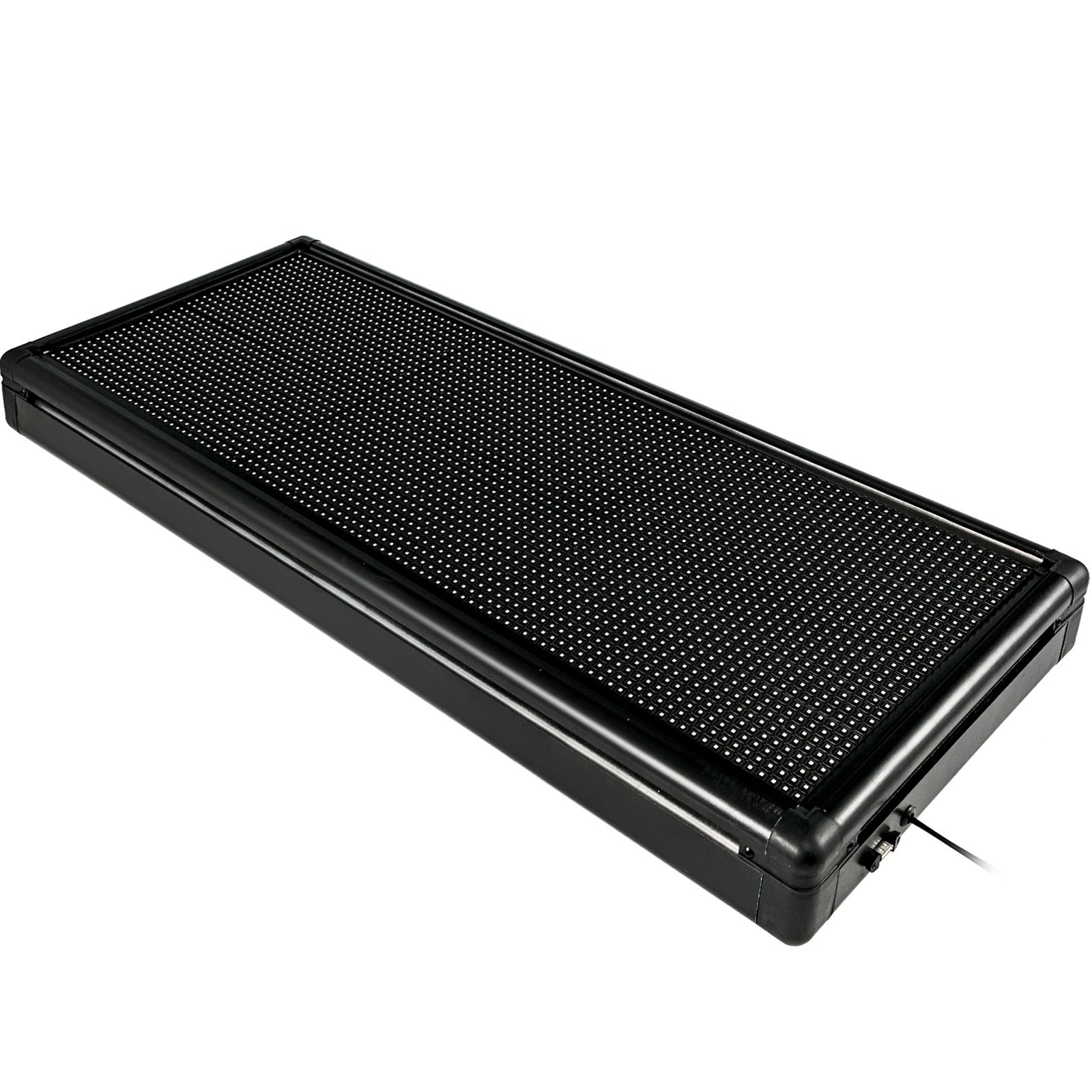 Letrero LED VEVOR rectangular con marco negro y pantalla de puntos.