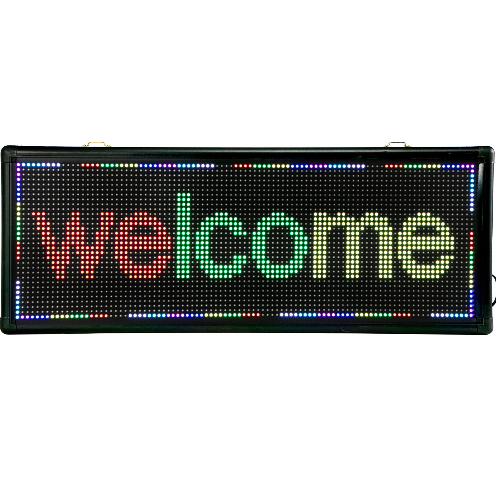 Letrero LED VEVOR que muestra un colorido mensaje de &quot;bienvenida&quot; con un borde brillante.