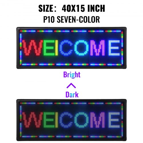VEVOR Letrero de Desplazamiento LED de 40" x 15" Letrero LED Siete Colores