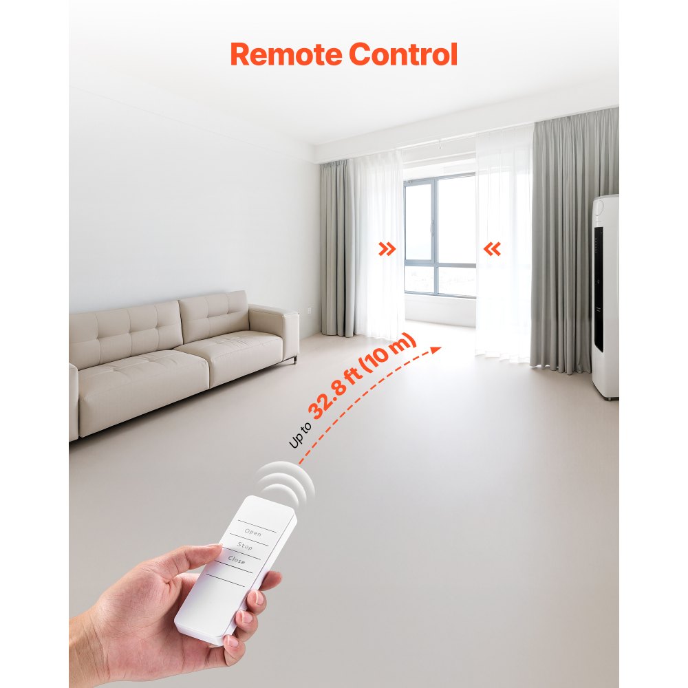 Abridor automático de cortinas VEVOR, paquete de 2, control por aplicación y control remoto, concentrador incluido, abridor de cortinas eléctrico inteligente compatible con Alexa y Google Home, apertura y cierre temporizados, para barras romanas y rieles U/I.