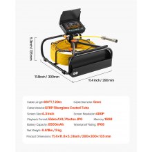 Cámara de alcantarillado VEVOR, pantalla de 65.6 pies y 4.3 pulgadas, cámara de inspección de tuberías con función DVR y cable de serpiente, boroscopio impermeable IP68 con luces LED, endoscopio industrial para tuberías de drenaje de conductos de pared del hogar