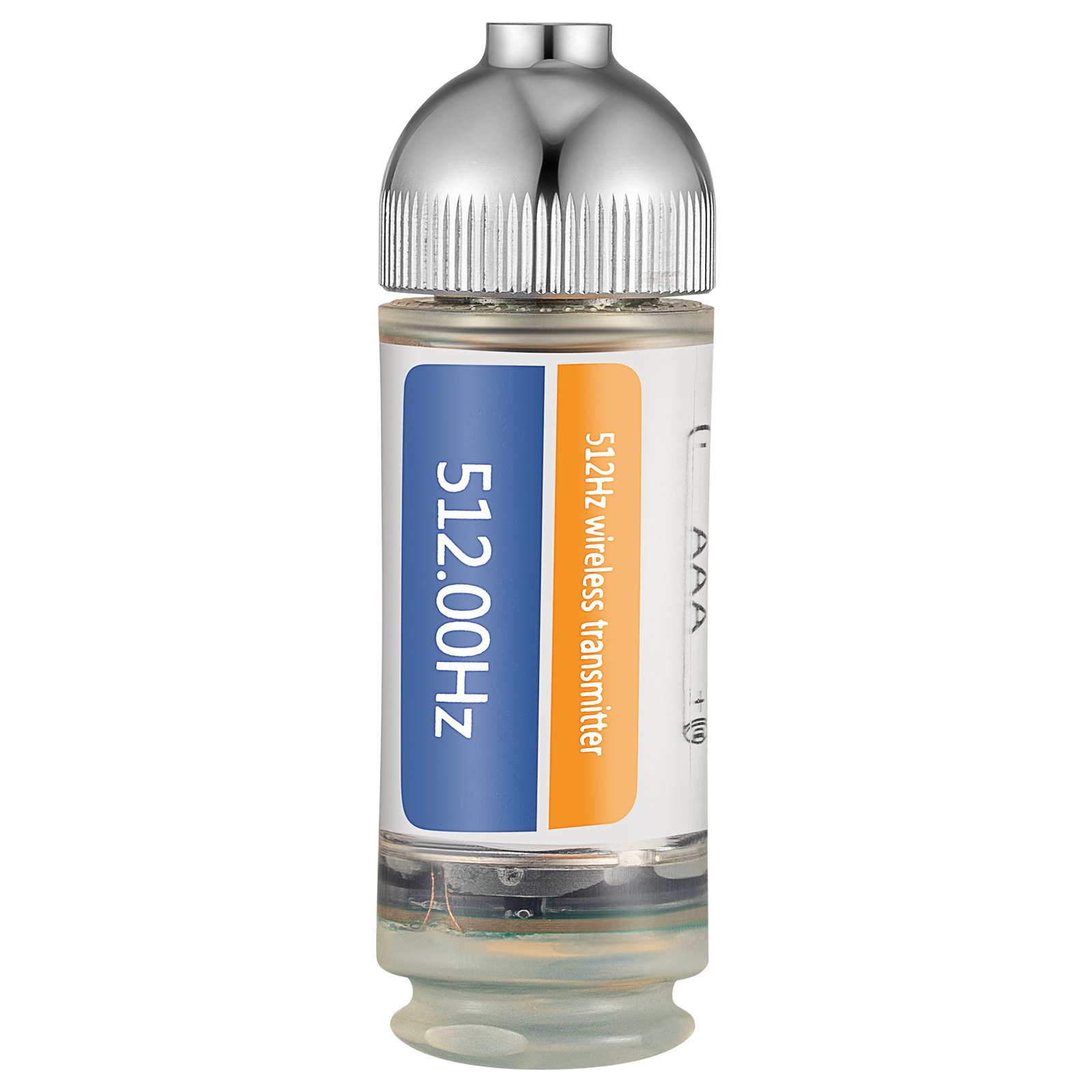 Localizador de drenaje VEVOR con transmisor inalámbrico de 512,00 Hz, parte superior plateada, base transparente.