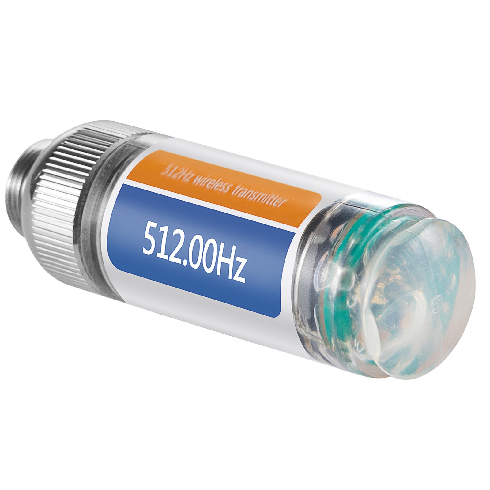 Localizador de drenaje VEVOR con etiqueta de transmisor inalámbrico de 512,00 Hz en vista de primer plano.