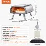 Horno de pizza eléctrico VEVOR de 12 pulgadas, de acero inoxidable, con piedra y espátula, calienta hasta 400 °C, multiusos para interiores y exteriores, ideal para restaurantes, casas y camping.