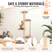 Estantes para gatos montados en la pared VEVOR con plataforma en forma de árbol Muebles para gatos en forma de árbol