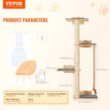 Estantes para gatos montados en la pared VEVOR con plataforma en forma de árbol Muebles para gatos en forma de árbol