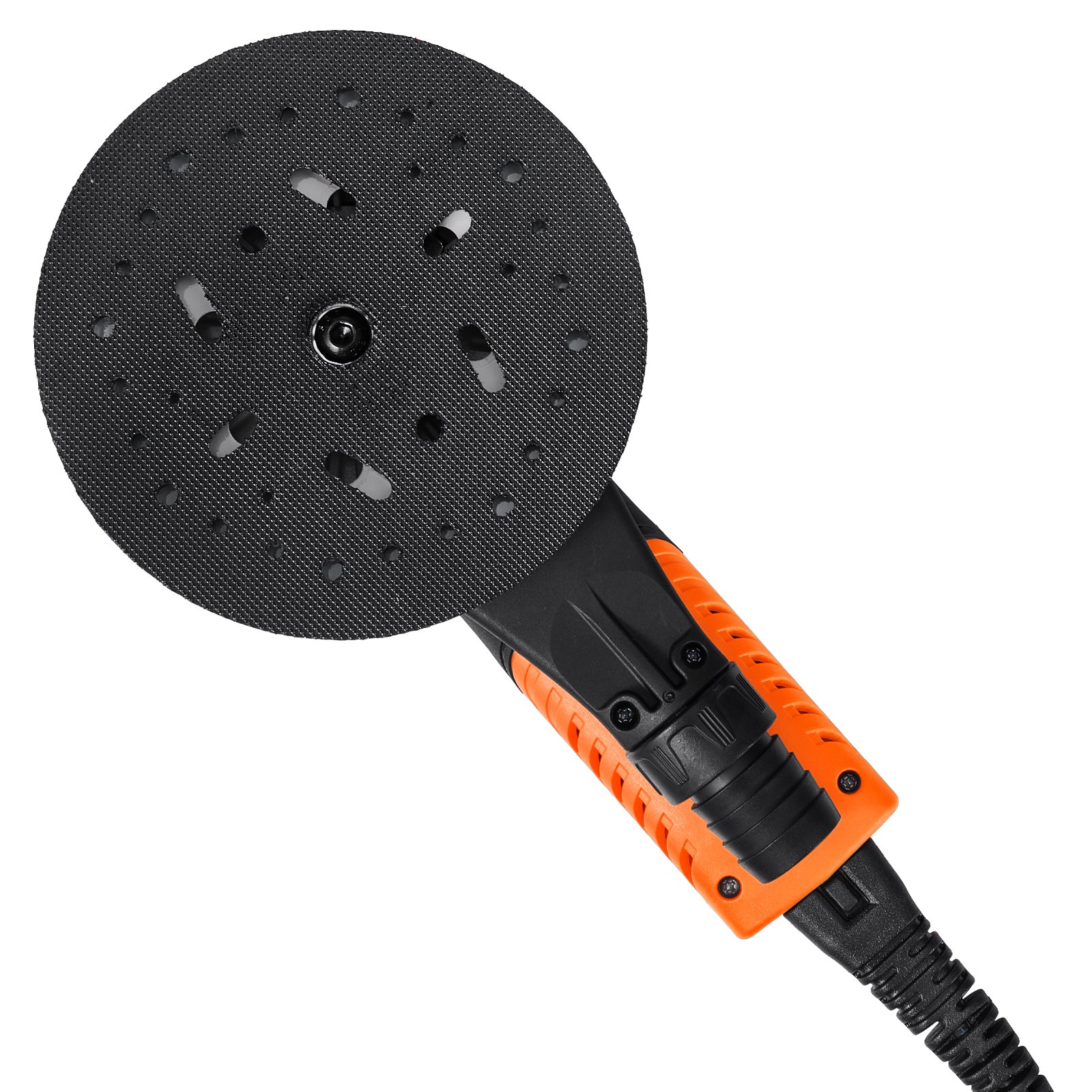 Lijadora orbital aleatoria VEVOR de 6 pulgadas, 350 W, sin escobillas, 10 000 rpm, 6 velocidades variables, con 10 hojas de lija, conector para polvo y manguera para lijado de detalles de carpintería.