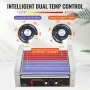 Rodillo para salchichas VEVOR, 11 rodillos, capacidad para 30 salchichas, máquina para cocinar salchichas a la parrilla de acero inoxidable de 1650 W con control de temperatura dual, cubierta de vidrio, estante para calentar panecillos, bandeja de goteo extraíble, certificación ETL