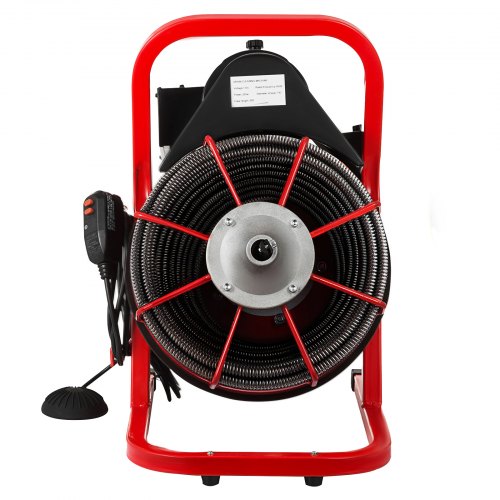 Limpiador de desagües de 50' x 3/8" 250W Máquina de limpieza de desagües Obstrucción de alcantarillado con cortadores
