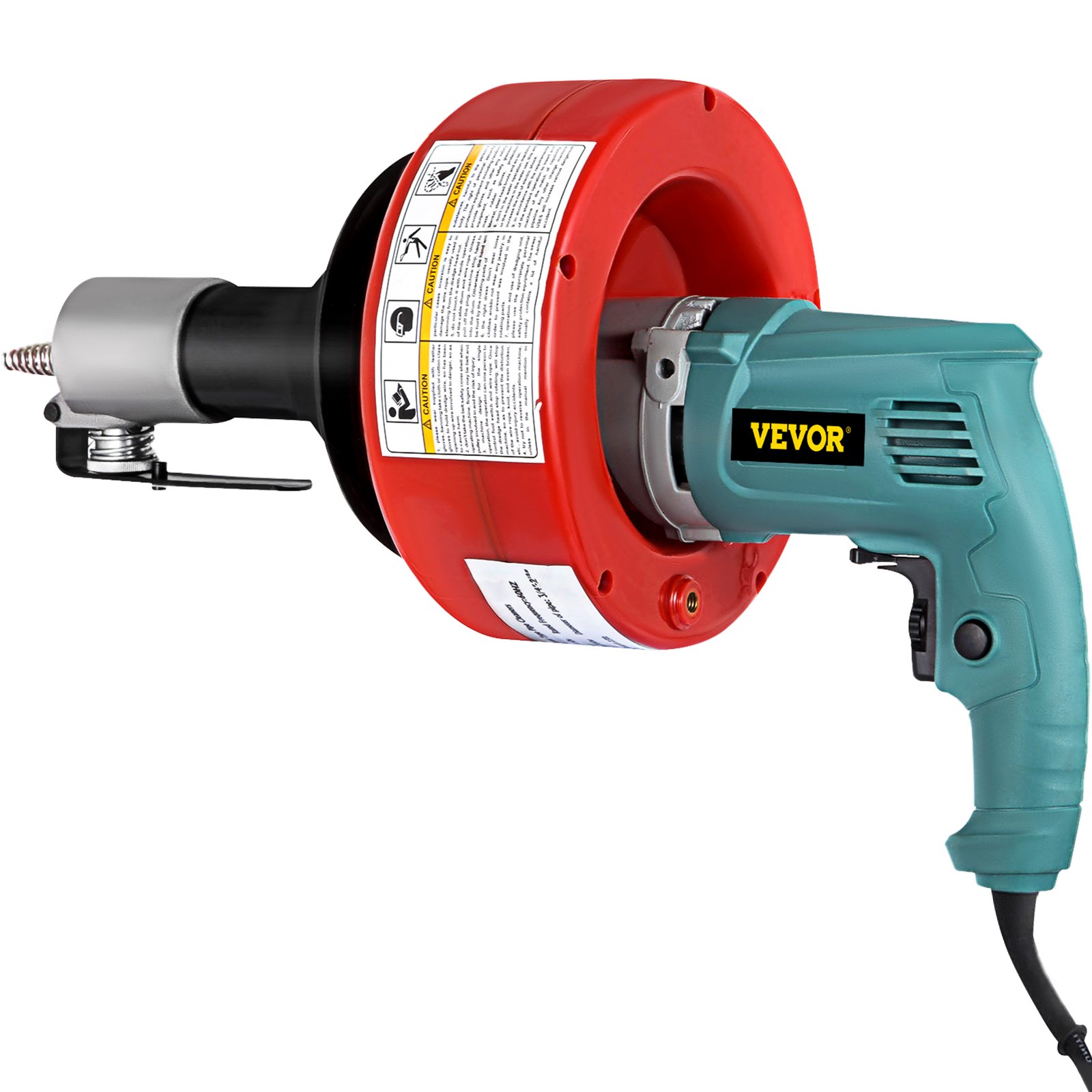 Limpiador de barrena de drenaje eléctrico VEVOR, máquina de serpiente de alcantarillado de cable de 26 pies x 1/3 pulgadas con guantes, herramienta de plomería portátil para desatascar tuberías de 0.8 a 2.6 pulgadas en fregaderos/tinas/inodoros/cocina, 700 W rojo