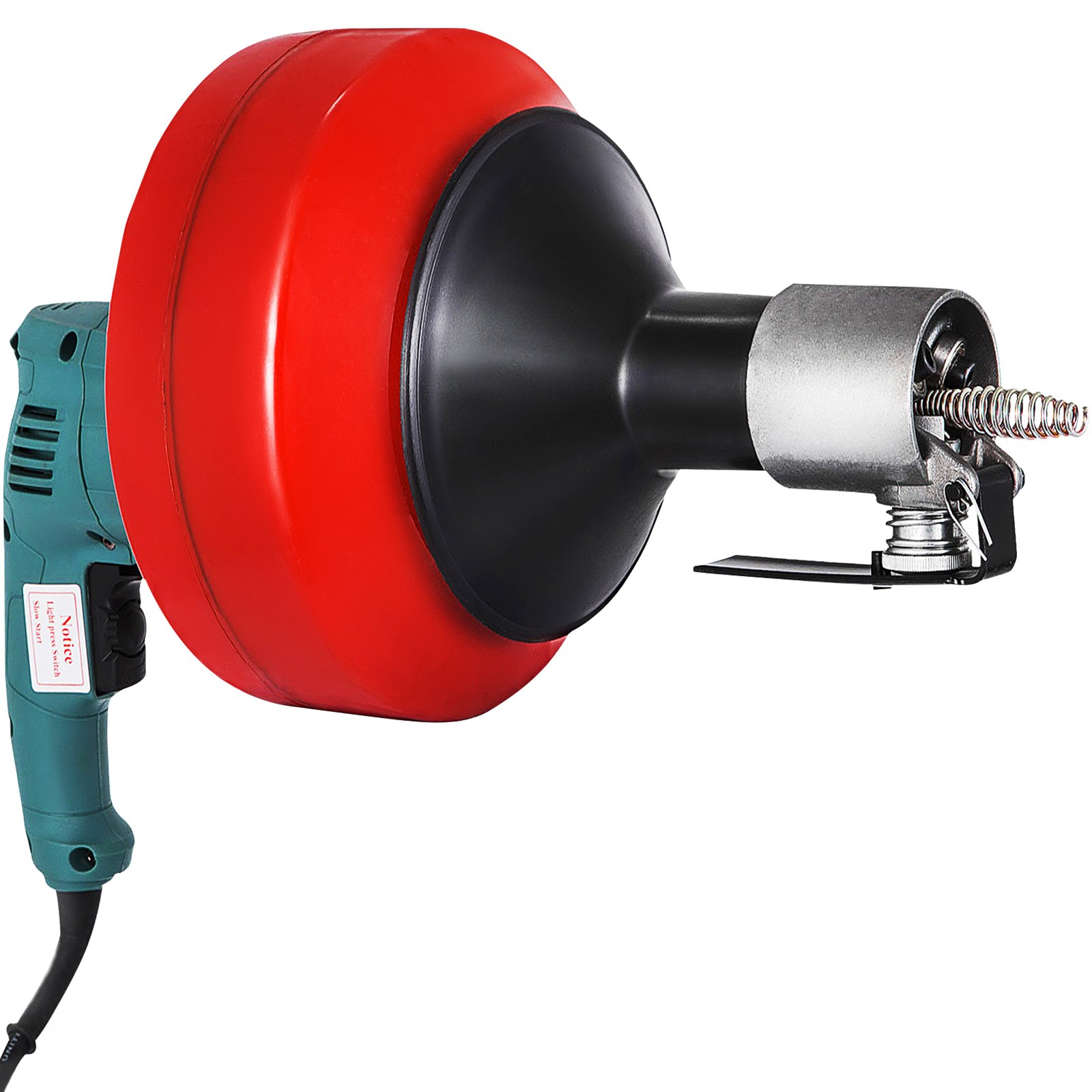 Limpiador de barrena de drenaje eléctrico VEVOR, máquina de serpiente de alcantarillado de cable de 26 pies x 1/3 pulgadas con guantes, herramienta de plomería portátil para desatascar tuberías de 0.8 a 2.6 pulgadas en fregaderos/tinas/inodoros/cocina, 700 W rojo