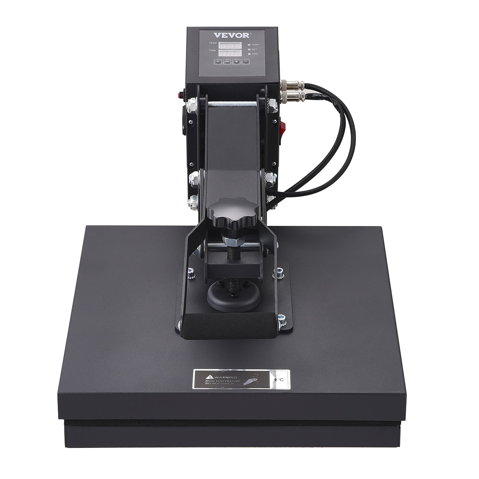Máquina de prensado térmico VEVOR con panel de control digital y placa de prensado.