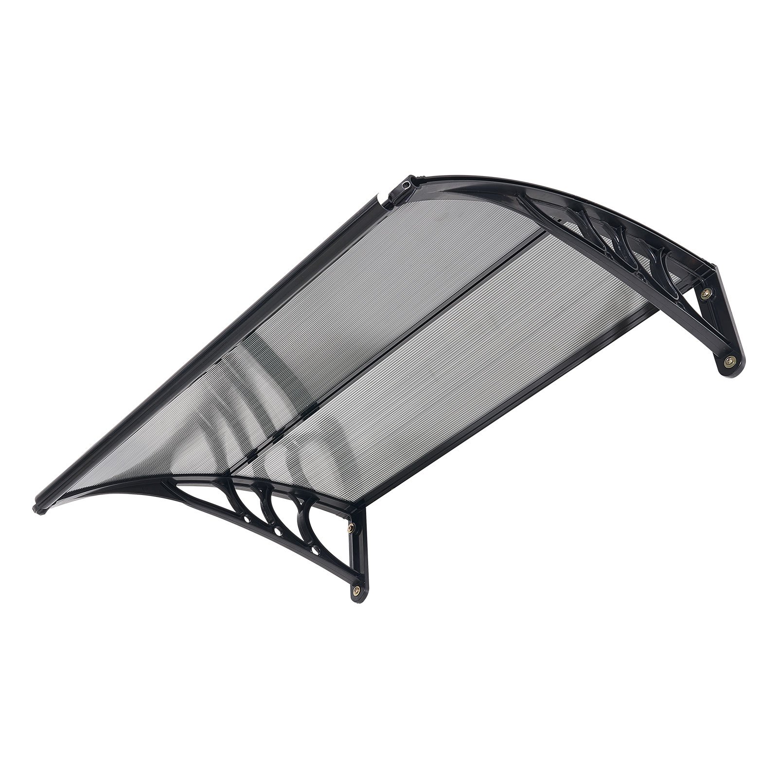 VEVOR Toldo para Puertas y Ventanas con Drenaje 100x75,5 cm, Tejadillo de Protección para Entrada con Soporte de ABS, Protección contra Lluvia, Nieve, Sol, Toldo de Policarbonato para Porche, Gris