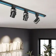 VEVOR Cabezales de iluminación LED para pista, 6,5 W, 3000 K, 470 lm, blanco cálido, cabezal de luz de pista tipo H regulable, CRI85+, reproducción de color verdadero, ángulo de inclinación ajustable, accesorio de iluminación para venta al por menor, paquete de 3, negro