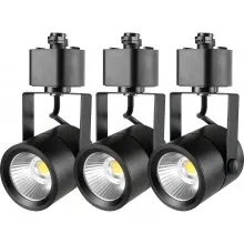 VEVOR Cabezales de iluminación LED para pista, 6,5 W, 3000 K, 470 lm, blanco cálido, cabezal de luz de pista tipo H regulable, CRI85+, reproducción de color verdadero, ángulo de inclinación ajustable, accesorio de iluminación para venta al por menor, paquete de 3, negro