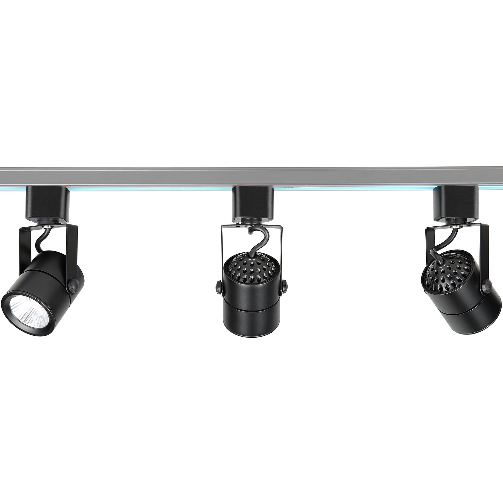 VEVOR 3 PCS Cabezales de Iluminación LED para Riel, 6,5 W, 3000 K, 470 lm, Cabezal de Iluminación Tipo H Regulable, Reproducción de Color Verdadero CRI85+, Ángulo de Inclinación Ajustable, Negro