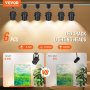VEVOR Cabezales de iluminación LED para pista, 6,5 W, 3000 K, 470 lm, blanco cálido, cabezal de luz de pista tipo H regulable, CRI85+, reproducción de color verdadero, ángulo de inclinación ajustable, accesorio de iluminación para venta al por menor, paquete de 6, negro