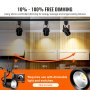 VEVOR Cabezales de iluminación LED para pista, 6,5 W, 3000 K, 470 lm, blanco cálido, cabezal de luz de pista tipo H regulable, CRI85+, reproducción de color verdadero, ángulo de inclinación ajustable, accesorio de iluminación para venta al por menor, paquete de 6, negro