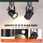 VEVOR Cabezales de iluminación LED para pista, 6,5 W, 3000 K, 470 lm, blanco cálido, cabezal de luz de pista tipo H regulable, CRI85+, reproducción de color verdadero, ángulo de inclinación ajustable, accesorio de iluminación para venta al por menor, paquete de 6, negro