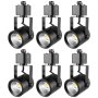 VEVOR Cabezales de iluminación LED para pista, 6,5 W, 3000 K, 470 lm, blanco cálido, cabezal de luz de pista tipo H regulable, CRI85+, reproducción de color verdadero, ángulo de inclinación ajustable, accesorio de iluminación para venta al por menor, paquete de 6, negro