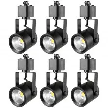 VEVOR Cabezales de iluminación LED para pista, 6,5 W, 3000 K, 470 lm, blanco cálido, cabezal de luz de pista tipo H regulable, CRI85+, reproducción de color verdadero, ángulo de inclinación ajustable, accesorio de iluminación para venta al por menor, paquete de 6, negro