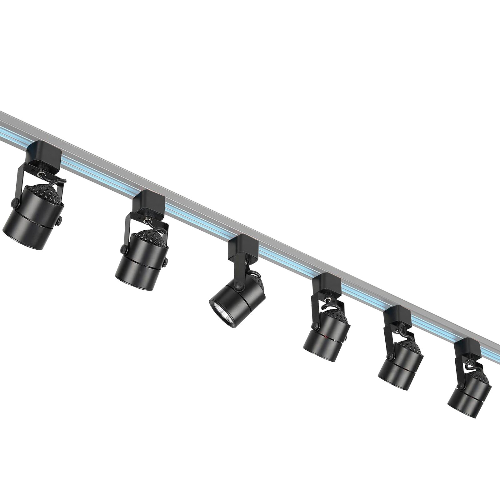 VEVOR 6 PCS Cabezales de Iluminación LED para Riel, 6,5 W, 3000 K, 470 lm, Cabezal de Iluminación Tipo H Regulable, Reproducción de Color Verdadero CRI85+, Ángulo de Inclinación Ajustable, Negro