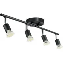 VEVOR Kit de iluminación de pista LED de 4 luces, foco de techo con brazos y cabezales de luz giratorios, accesorio de iluminación de pista de 24,8 pulgadas, incluye 4 bombillas GU10 3000 K para exposición en interiores, cocina, sala de estar