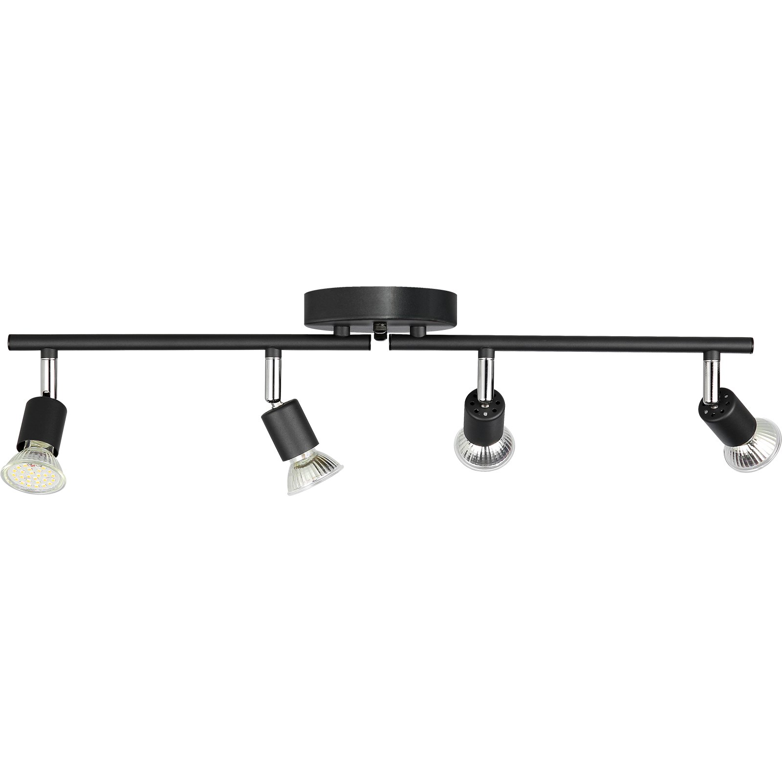 VEVOR Kit de Iluminación LED de 4 Luces, Foco de Techo con Brazos y Cabezales Giratorios, Accesorio de Iluminación de Riel de 24,8", Incluye 4 Bombillas GU10 de 3000 K para Cocinas y Salas de Estar