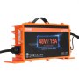 Cargador de batería para carrito de golf VEVOR 48v/15a, diseño naranja y negro, cargador inteligente con cable de alimentación.