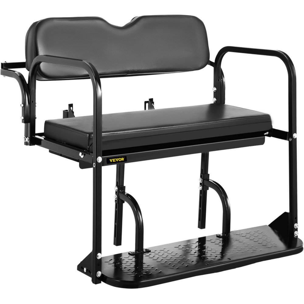 VEVOR Asiento trasero para carrito de golf, asiento trasero para carrito de golf para Yamaha G2 y G9, carrito de golf de gas/eléctrico, asiento trasero para carrito de golf resistente, capacidad de 1102 libras, kit de asiento trasero plegable de acero negro para carrito de golf
