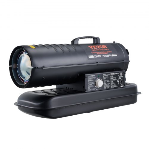 Calentador de aire forzado a queroseno/diésel VEVOR, calentador de espacio tipo torpedo de 70000 Btu, portátil con control de termostato, tanque de 19 l, calentador de queroseno eficiente para interiores y exteriores para el hogar, el lugar de trabajo, la industria, los talleres, color negro