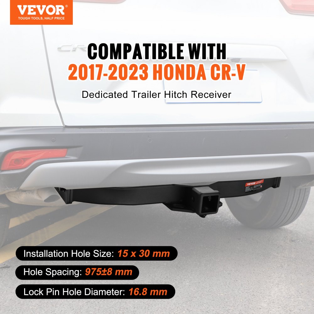 VEVOR Enganche de remolque clase 3, receptor de 2 pulgadas, marco de tubo de acero Q455B, compatible con Honda CR-V 2017-2023, 6000 libras, enganche multiajuste para recibir soporte de bola, portaequi