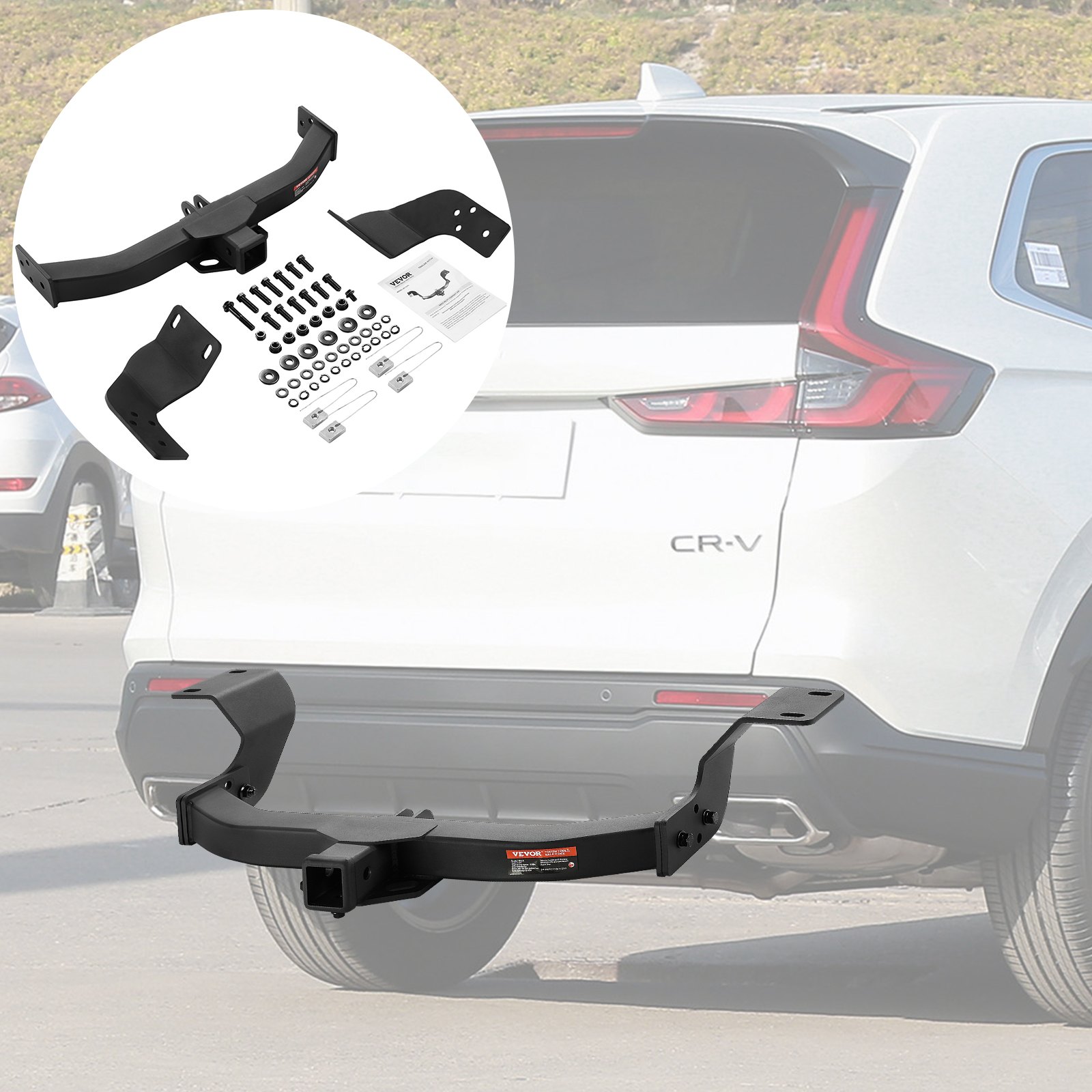 VEVOR Enganche de remolque clase 3, receptor de 2 pulgadas, marco de tubo de acero Q455B, compatible con Honda CR-V 2017-2023, 6000 libras, enganche multiajuste para recibir soporte de bola, portaequi