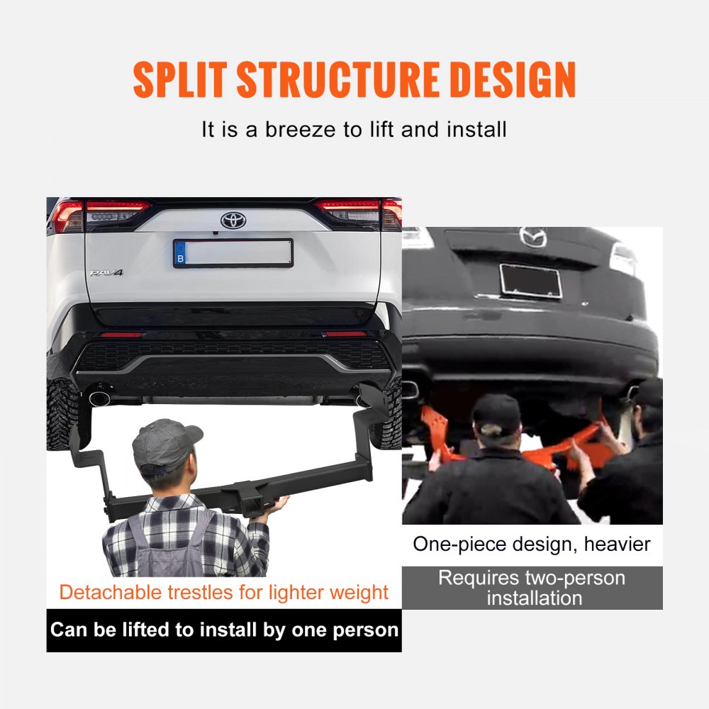 VEVOR Enganche de remolque clase 3, receptor de 2 pulgadas, marco de tubo de acero Q455B, compatible con Toyota RAV4 2019-2023, 6000 libras, enganche multiajuste para recibir soporte de bola, portabic