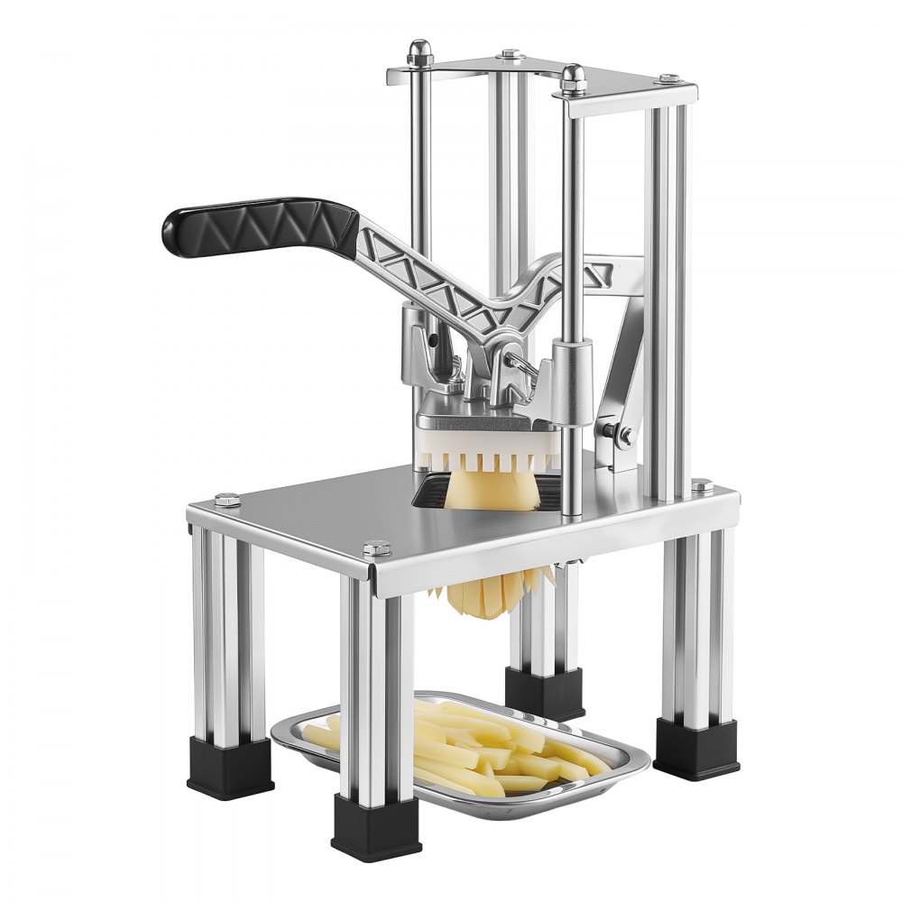 VEVOR Cortador de Patatas Fritas con 4 Cuchillas de Repuesto 0,9 cm, 0,6 cm, 6 Cuñas y Descorazonador de 6 Cuñas, Cortadora de Verduras Soporte Estable en 4 Esquinas para Restaurantes, Cocinas
