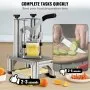 Cortador de papas fritas comercial VEVOR con 4 cuchillas de repuesto, cuchillas de 1/4″ y 3/8″, cortador de dados fácil, rebanador de 6 gajos y descorazonador de manzanas de 6 gajos, cortador de papas con limón para papas fritas con bandeja y asa.