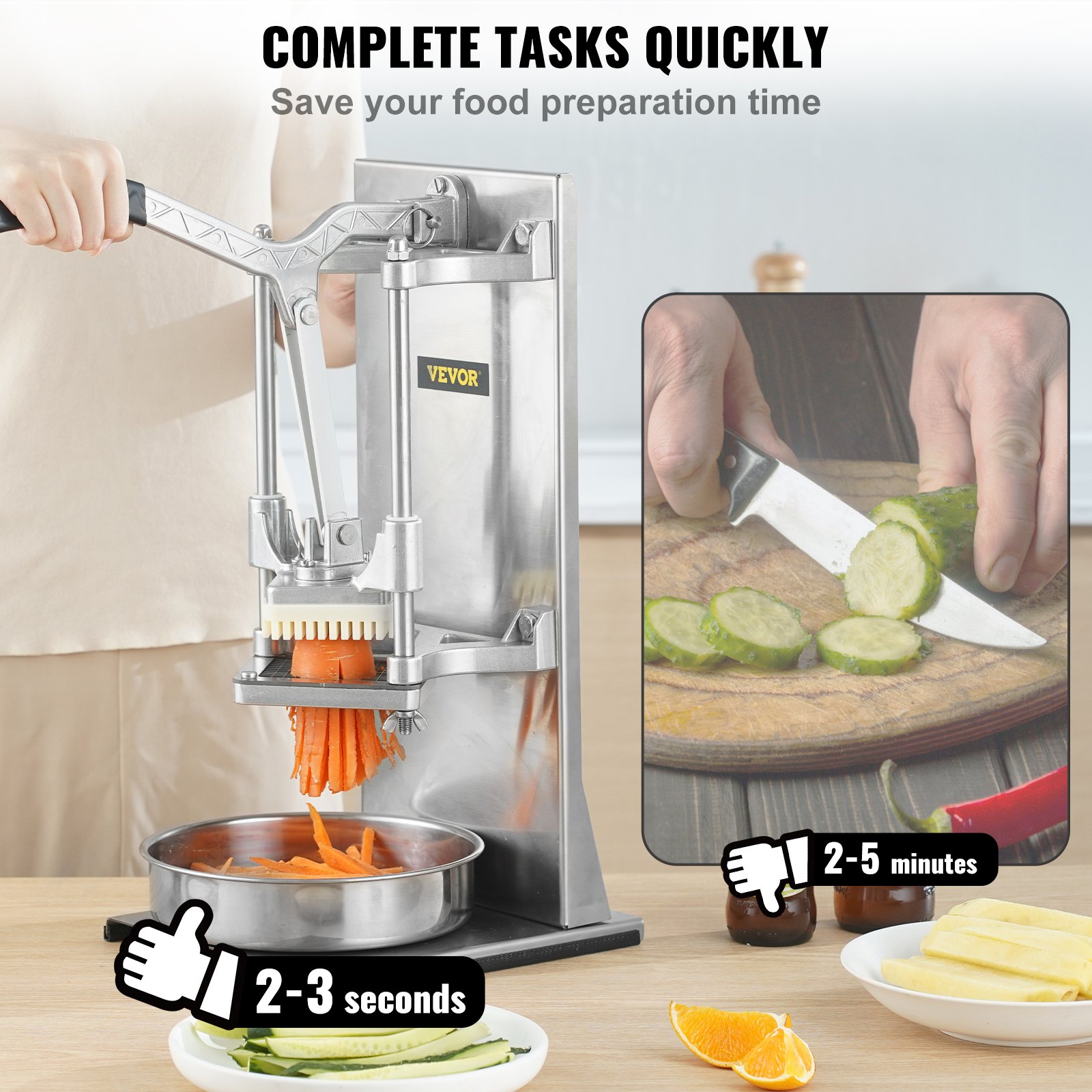 Cortador de patatas fritas VEVOR: corta verduras rápidamente con esta eficiente herramienta de cocina.