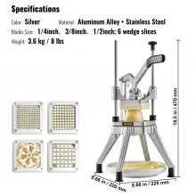 Picadora comercial VEVOR Picadora de verduras comercial con cortador de frutas de 4 cuchillas