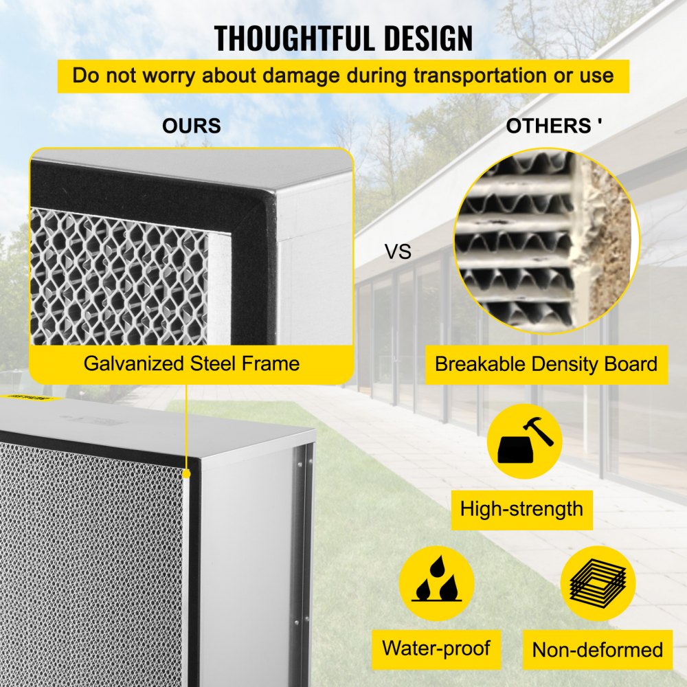 Filtro de repuesto VEVOR HEPA, filtro de CA de 24 x 24 x 11,5 pulgadas, filtro de aire plisado HEPA verdadero, filtro de aire de repuesto con marco galvanizado, filtro estándar 99,97 % compatible con filtro HEPA Novair 2000