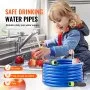 Manguera de agua caliente VEVOR de 9 m para vehículos recreativos, resistente al frío hasta -45 °C, autorregulable, diámetro interior de 16 mm con adaptador GHT de 19 mm, libre de plomo y BPA.