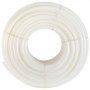 Tubo pex VEVOR blanco enrollado cuidadosamente dispuesto, resaltando sus características de flexibilidad y durabilidad.