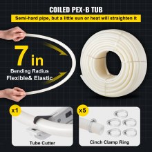 Tubería VEVOR PEX, tubería PEX de 1 pulgada x 500 pies, tubería PEX-B blanca sin barrera de oxígeno, línea de agua PEX flexible para manguera de alcantarillado RV, plomería, calefacción radiante