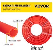 Tubería VEVOR PEX, tubería PEX de 1 pulgada x 500 pies, tubería PEX-B roja sin barrera de oxígeno, línea de agua PEX flexible para manguera de alcantarillado RV, plomería, calefacción radiante